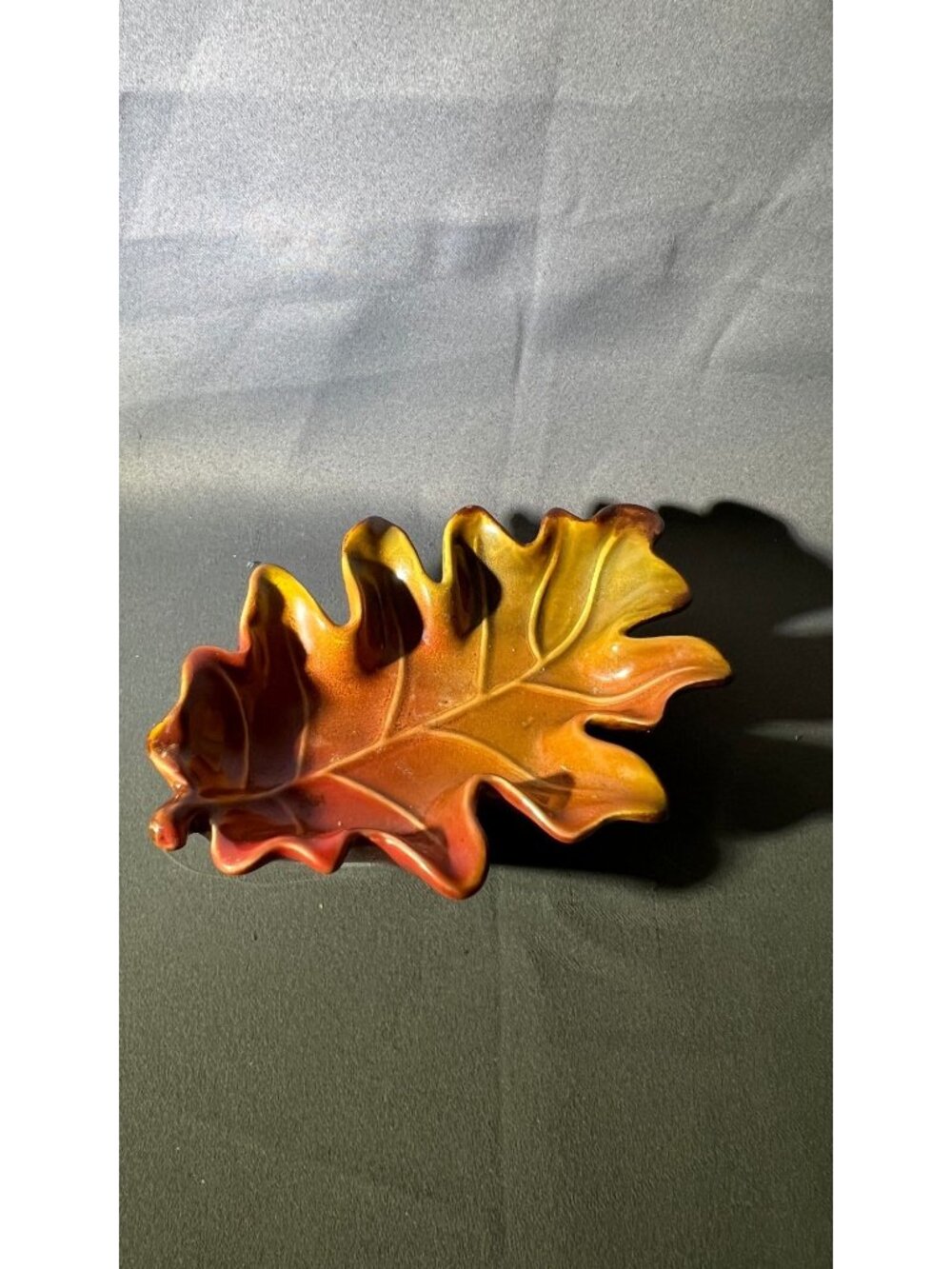Leaf-Shaped Ceramic Serving Dish Autumnal Colors Vintage